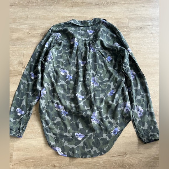 Anthropologie CLOTH & STONE Nina Shirt Button Camo Floral Green Purple SZ XS - Picture 8 of 8